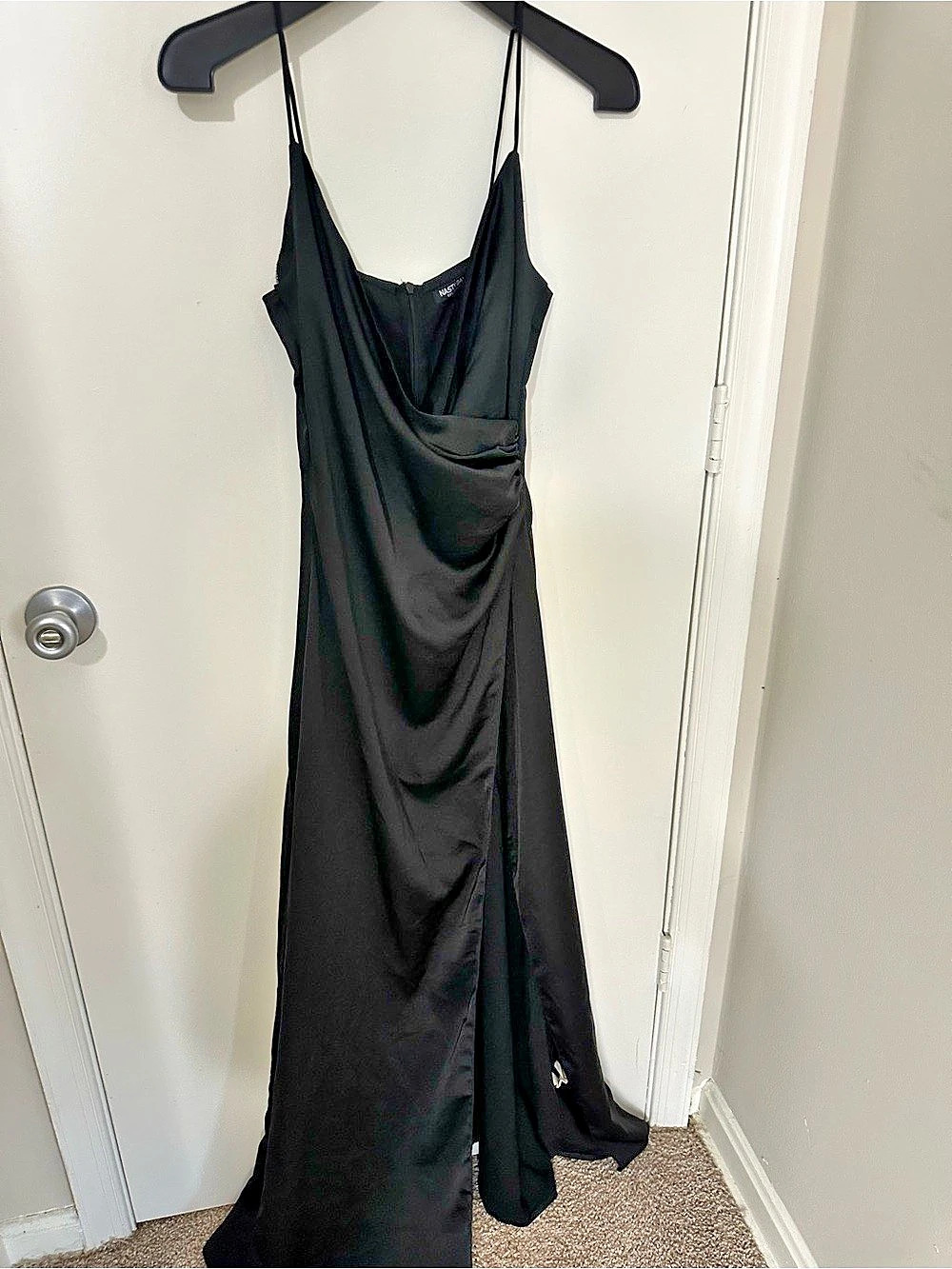 Nasty Gal Only Fools Ruche In Maxi Dress Black UK 4